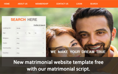 New matrimonial website template free with our matrimonial script.